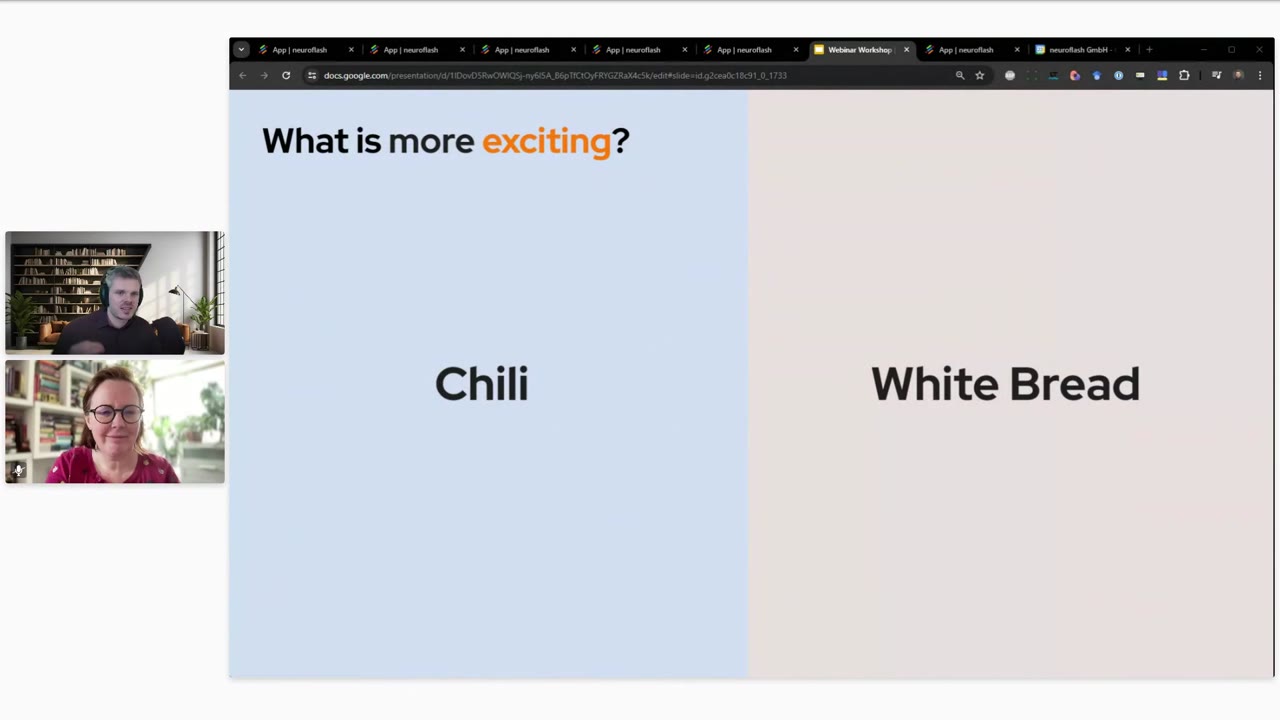 Live-Umfrage im Workshop: Was ist aufregender, Chili oder Weißbrot, als Grundlage f&uuml;r KI-gest&uuml;tzte Emotionsvorhersage