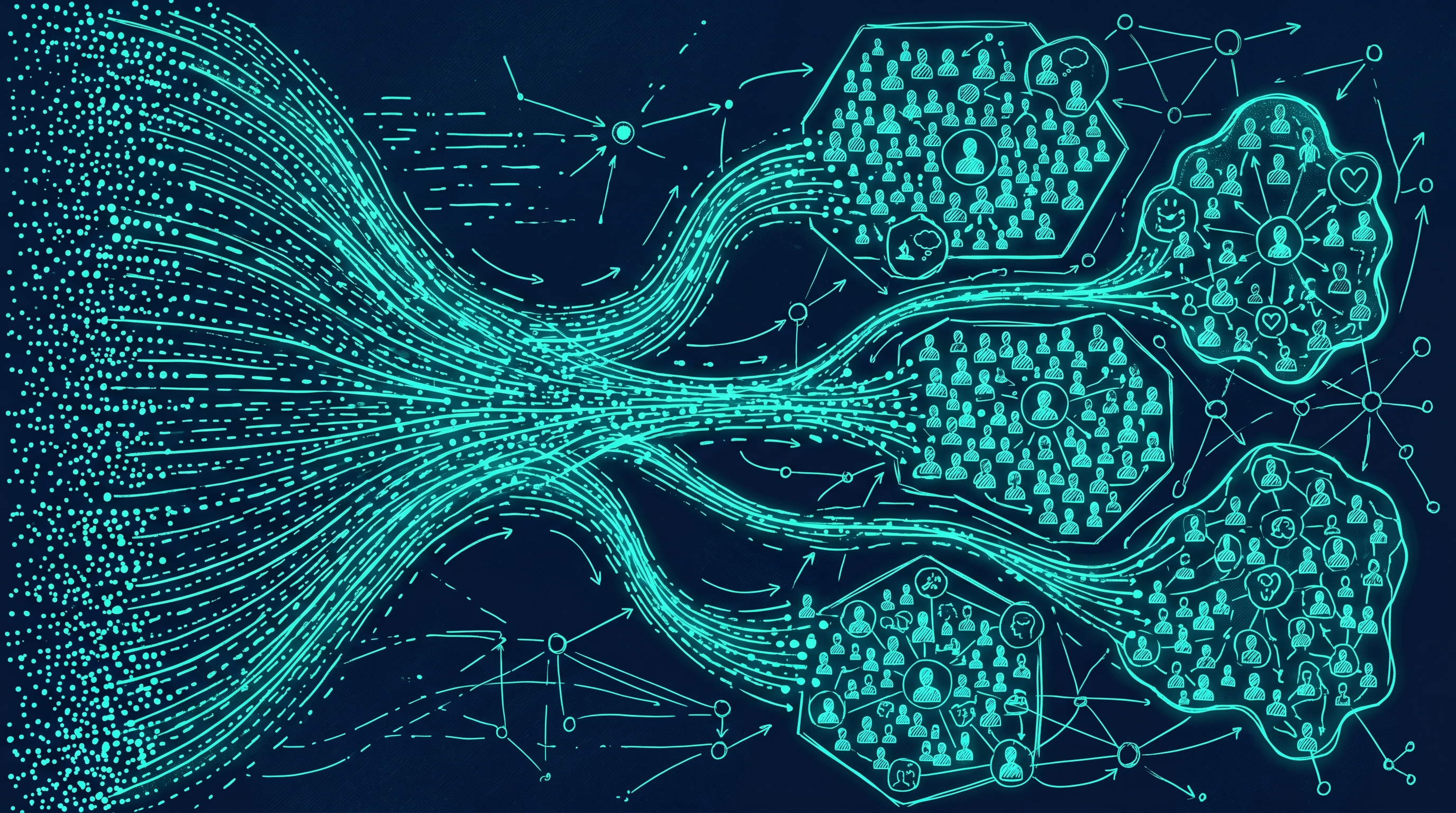 Visualisierung einer Umfragedatenbank mit ueber einer Million Datenpunkten die zu psychografischen Profilen fliessen