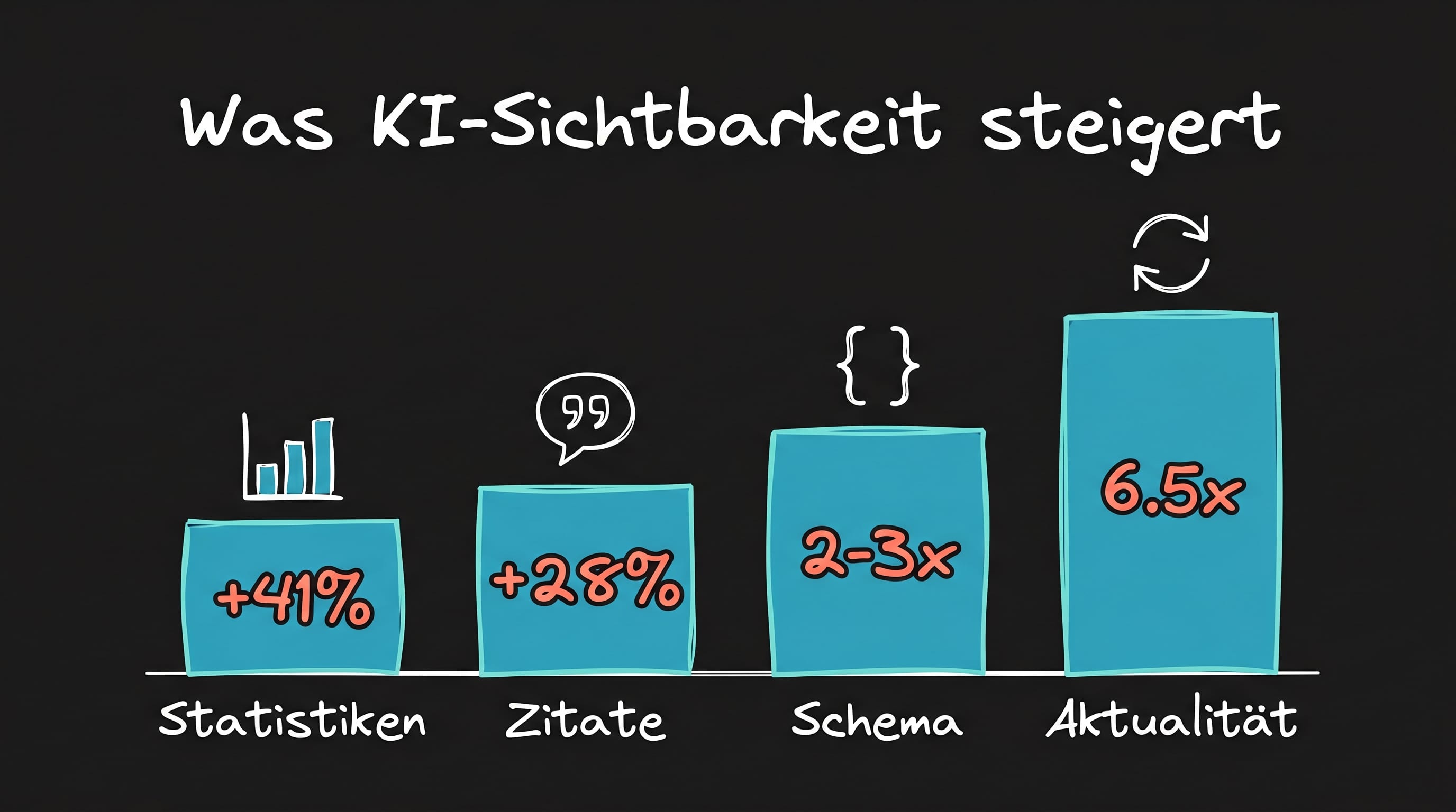 Princeton GEO-Studie: Statistiken +41%, Expertenzitate +28%, Schema-Markup 2-3x, Content-Aktualität 6,5x