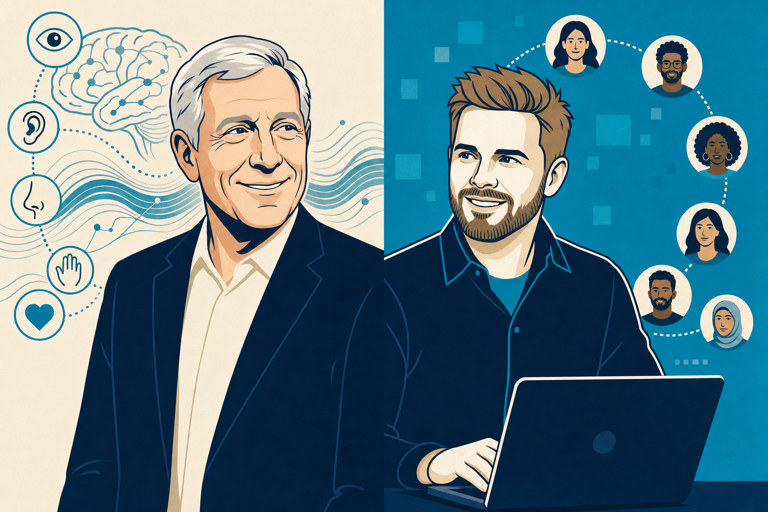 Roger Dooley or Jonathan Mall - illustrated keynote speaker comparison