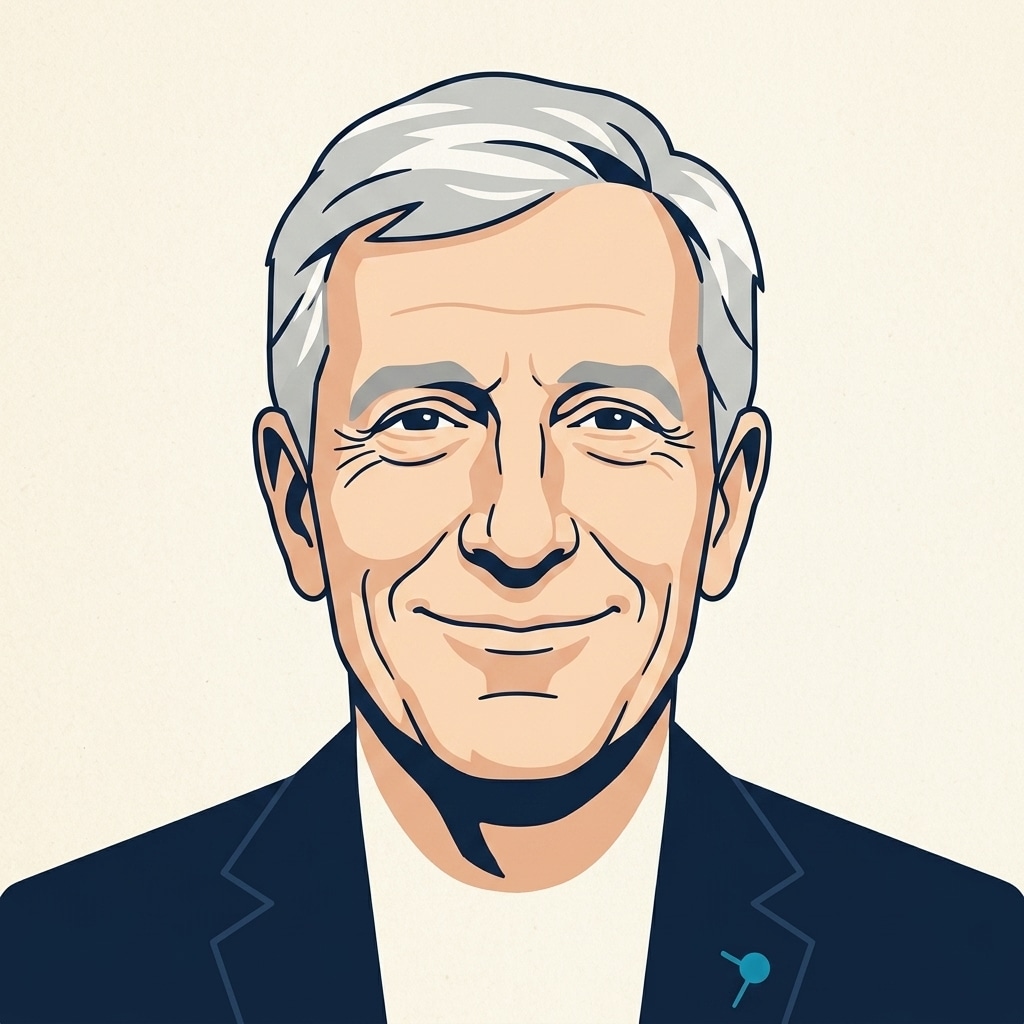 Stylized portrait illustration of Roger Dooley