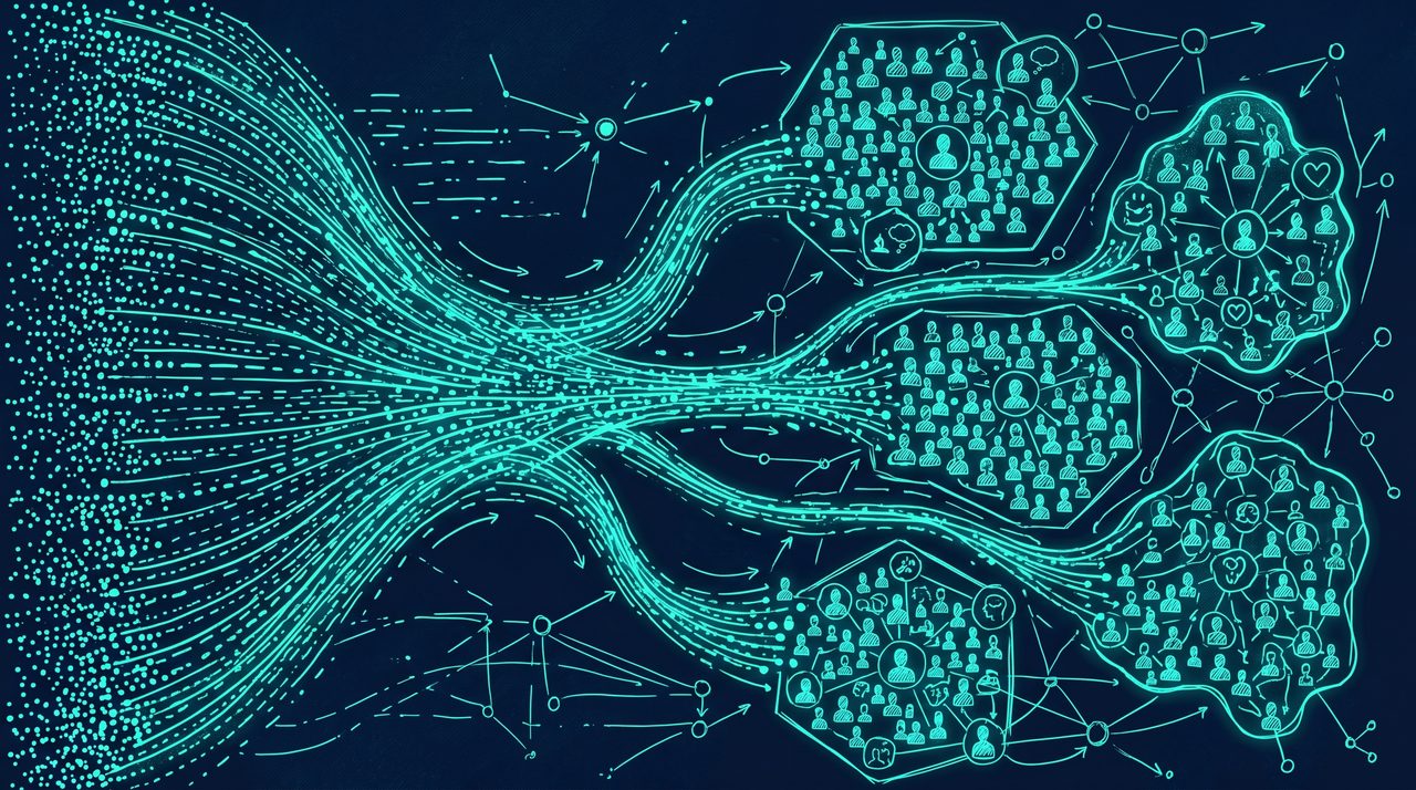 Visualisierung einer Umfragedatenbank mit über einer Million Datenpunkten die zu psychografischen Profilen fliessen