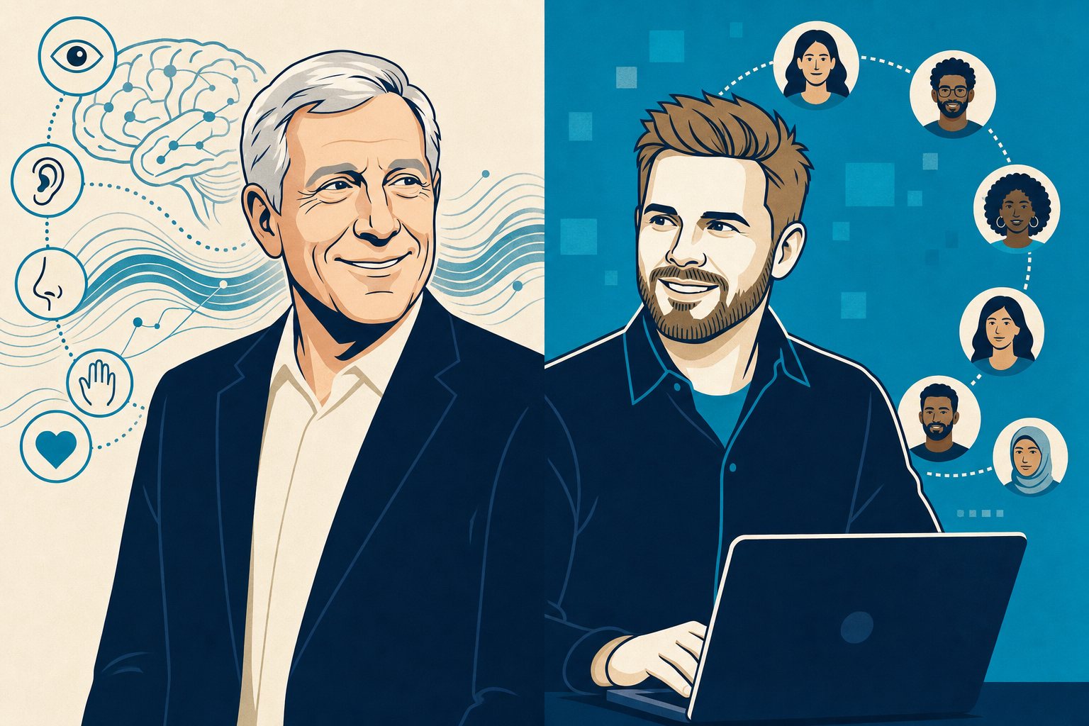 Roger Dooley or Jonathan Mall - illustrated keynote speaker comparison