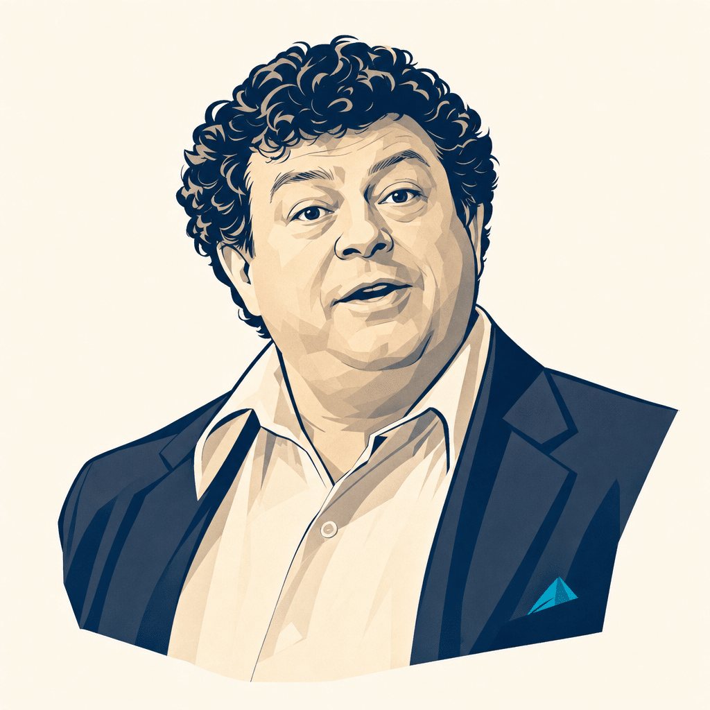 Stylized portrait illustration of Rory Sutherland